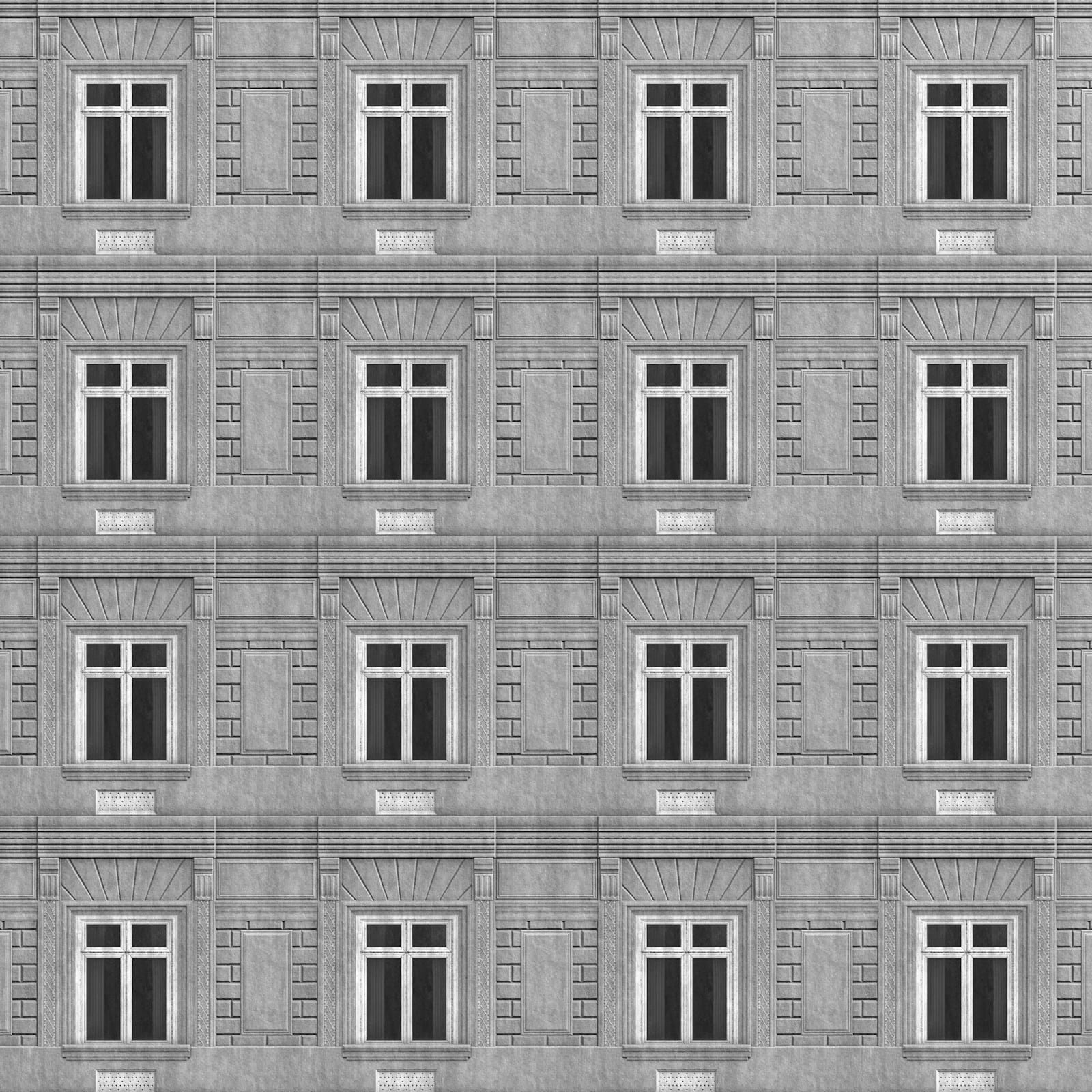 A building facade with rows of identical windows